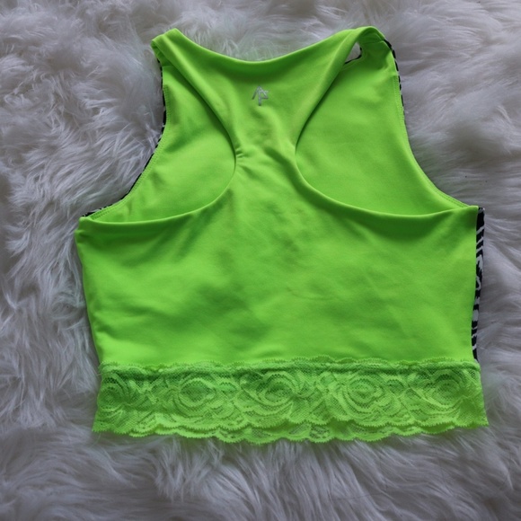 Neon Green/black&white Sport Bra - Picture 5 of 7